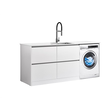 LeVivi Laundry Station 1930mm LH 4 Drawers White Top White Cabinet