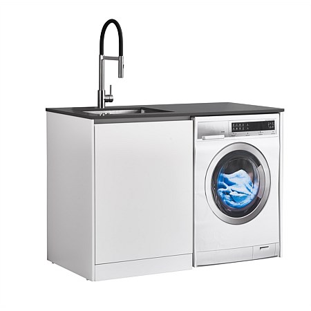 LeVivi Laundry Station 1300mm LH Door Charcoal Top White Cabinet
