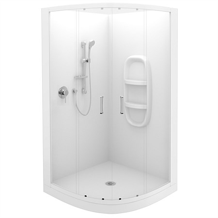 LeVivi Cabris 1000mm Round Shower Enclosure Moulded Wall | White Joinery