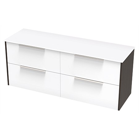 Clearlite Nikau Pro 1500mm Double Drawer Vanity Ultra Gloss White and Boarders Oak