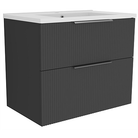 LeVivi Positano 750mm Wall-hung Vanity Double Drawer Matt Black