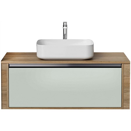 St Michel City 50 Wall-to-Wall Wall-Hung 1100mm Vanity Woodgrain with Cala Basin