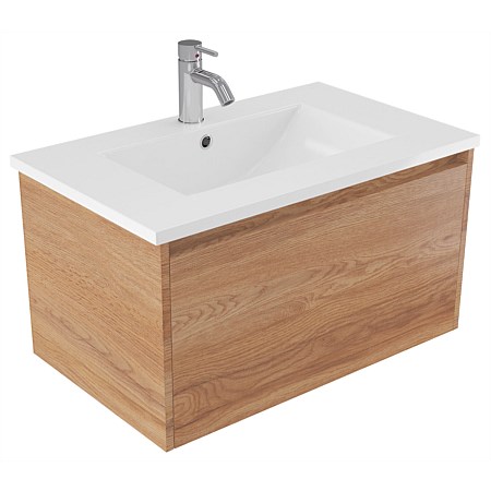 Elementi Sienna 750mm Vitreous China Wall-Hung Vanity Southern Oak Timberland