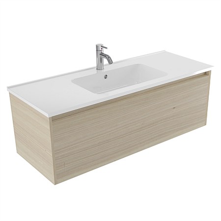 Elementi Sienna 1200mm Wall-Hung Vanity with Polymarble Top Seasoned Oak