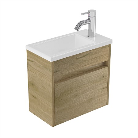 Elementi Sienna 440mm Wall-Hung Vanity with Polymarble Top French Oak Velvet