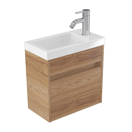 Elementi Sienna 440mm Wall-Hung Vanity with Polymarble Top Southern Oak Timberland