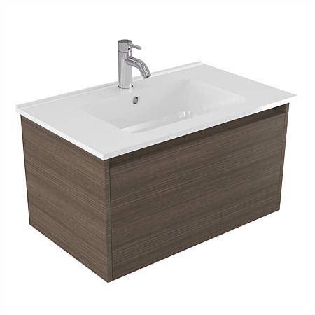 Elementi Sienna 750mm Wall-Hung Vanity with Polymarble Top Charred Oak