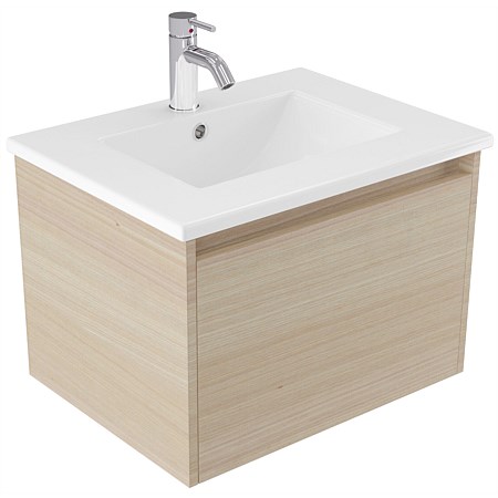 Elementi Sienna 600mm Vitreous China Wall-Hung Vanity Seasoned Oak