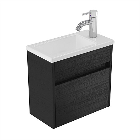 Elementi Sienna 440mm Wall-Hung Vanity with Polymarble Top Black Timberland