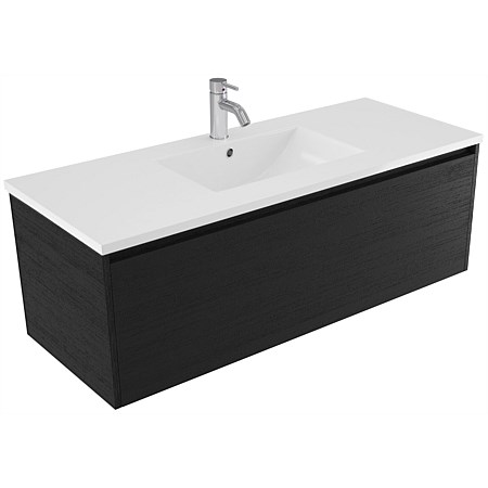 Elementi Sienna 1200mm Vitreous China Wall-Hung Vanity Black Timberland