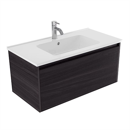 Elementi Sienna 900mm Wall-Hung Vanity with Polymarble Top Fiordland Elm Wilderness