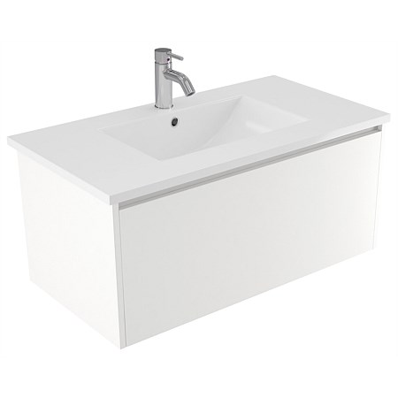 Elementi Sienna 900mm Vitreous China Wall-Hung Vanity White Gloss