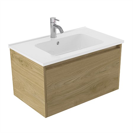 Elementi Sienna 750mm Wall-Hung Vanity with Polymarble Top French Oak Velvet