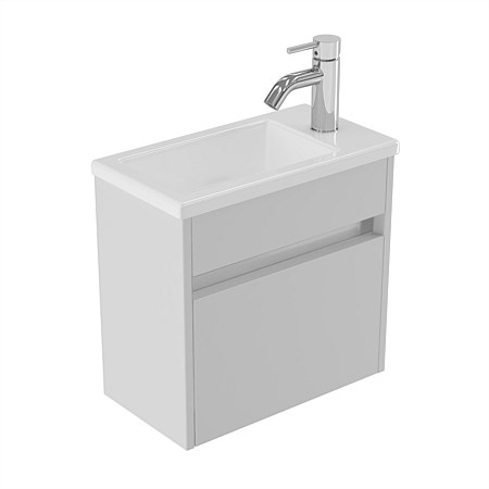 Elementi Sienna 440mm Wall-Hung Vanity with Polymarble Top with Polymarble Top White Gloss