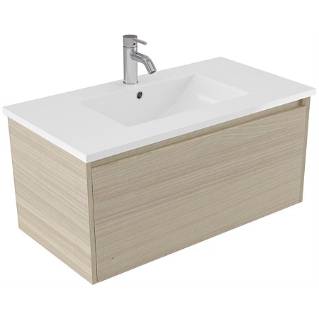 Elementi Sienna 900mm Vitreous China Wall-Hung Vanity Seasoned Oak