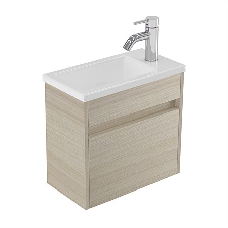 Elementi Sienna 440mm Wall-Hung Vanity with Polymarble Top Seasoned Oak