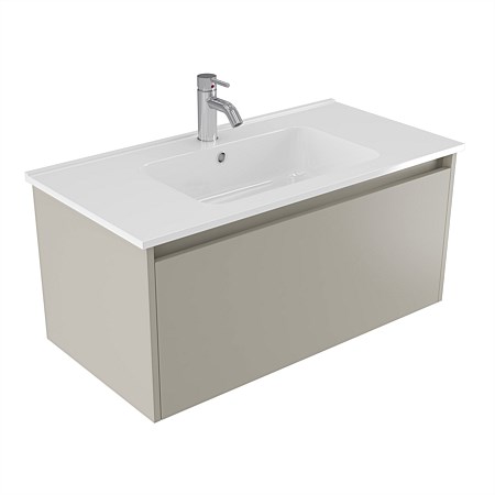 Elementi Sienna 900mm Wall-Hung Vanity with Polymarble Top Dawn Grey