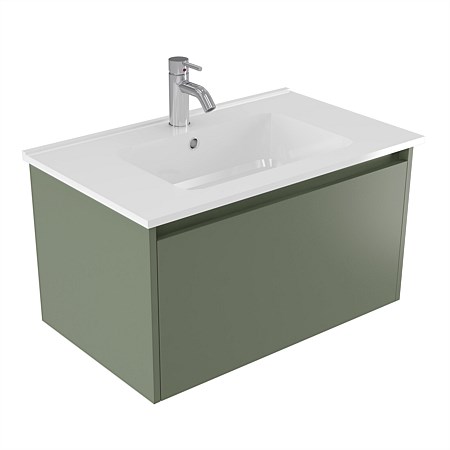 Elementi Sienna 750mm Wall-Hung Vanity with Polymarble Top Green Slate