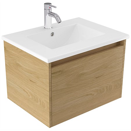 Elementi Sienna 600mm Vitreous China Wall-Hung Vanity French Oak Velvet