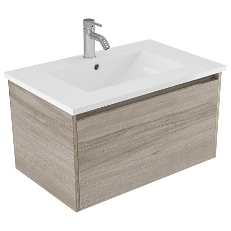 Elementi Sienna 750mm Vitreous China Wall-Hung Vanity Ashen Walnut Timberland