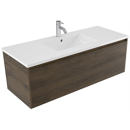 Elementi Sienna 1200mm Vitreous China Wall-Hung Vanity Smokey Oak Timberland