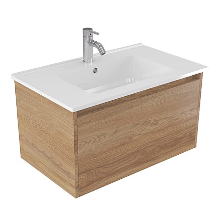 Elementi Sienna 750mm Wall-Hung Vanity with Polymarble Top Southern Oak Timberland