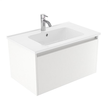 Elementi Sienna 750mm Wall-Hung Vanity with Polymarble Top White Gloss