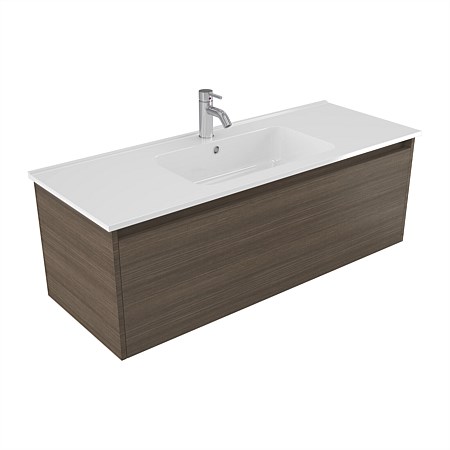 Elementi Sienna 1200mm Wall-Hung Vanity with Polymarble Top Charred Oak