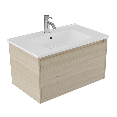 Elementi Sienna 750mm Wall-Hung Vanity with Polymarble Top Seasoned Oak