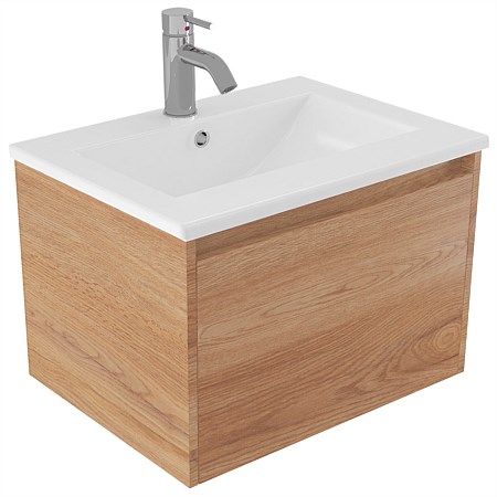 Elementi Sienna 600mm Vitreous China Wall-Hung Vanity Southern Oak Timberland