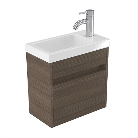 Elementi Sienna 440mm Wall-Hung Vanity with Polymarble Top Charred Oak
