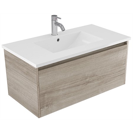 Elementi Sienna 900mm Vitreous China Wall-Hung Vanity Ashen Walnut Timberland