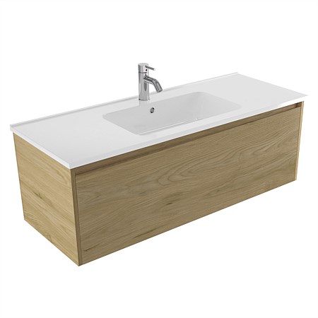 Elementi Sienna 1200mm Wall-Hung Vanity with Polymarble Top French Oak Velvet