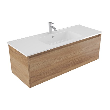 Elementi Sienna 1200mm Wall-Hung Vanity with Polymarble Top Southern Oak Timberland