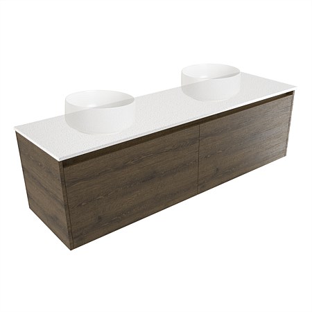 Elementi Sienna 1500mm Double Wall-Hung Vanity Smokey Oak Timberland