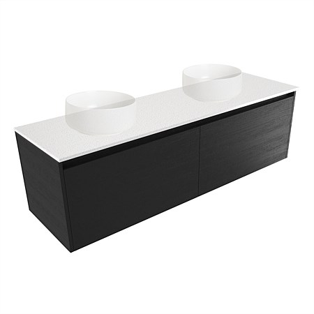 Elementi Sienna 1500mm Double Wall-Hung Vanity Black Timberland