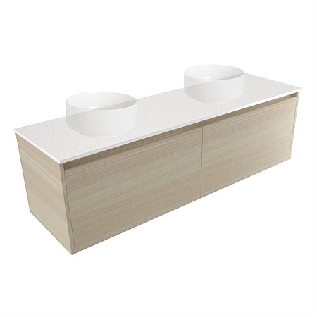 Elementi Sienna 1500mm Double Wall-Hung Vanity Seasoned Oak
