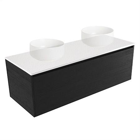 Elementi Sienna 1200mm Double Wall-Hung Vanity Black Timberland