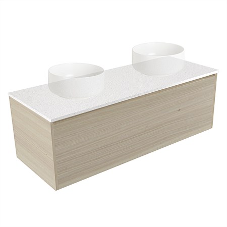 Elementi Sienna 1200mm Double Wall-Hung Vanity Seasoned Oak
