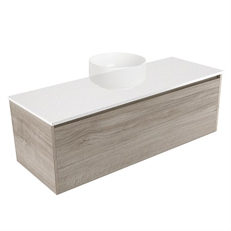 Elementi Sienna 1200mm Wall-Hung Vanity Motion Elestone Flat Top Ashen Walnut Timberland