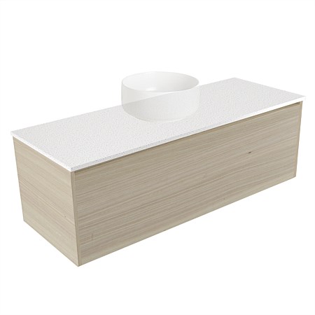 Elementi Sienna 1200mm Wall-Hung Vanity Motion Elestone Flat Top Seasoned Oak