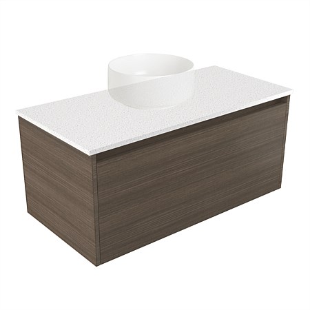 Elementi Sienna 900mm Wall-Hung Vanity Motion Elestone Flat Top Charred Oak