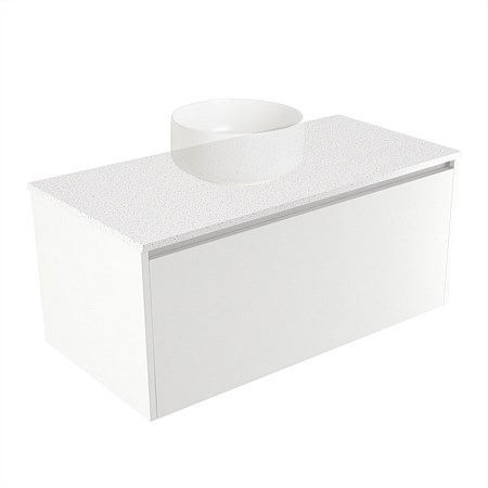 Elementi Sienna 900mm Wall-Hung Vanity Motion Elestone Flat Top White Gloss