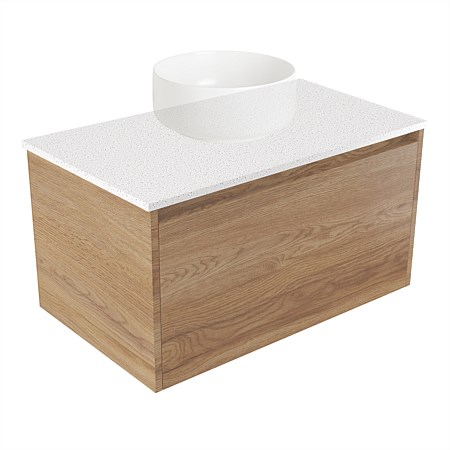 Elementi Sienna 750mm Wall-Hung Vanity Motion Elestone Flat Top Southern Oak Timberland