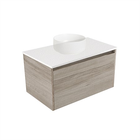 Elementi Sienna 750mm Wall-Hung Vanity Motion Elestone Flat Top Ashen Walnut Timberland