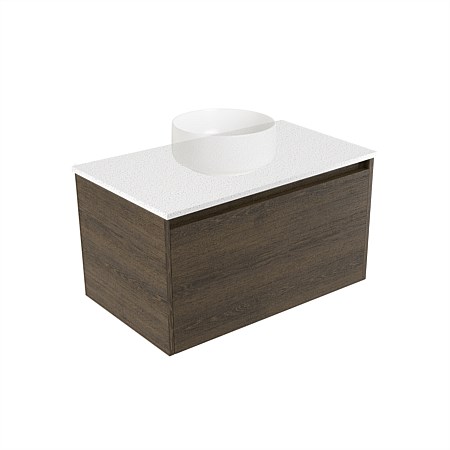 Elementi Sienna 750mm Wall-Hung Vanity Motion Elestone Flat Top Smokey Oak Timberland