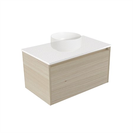 Elementi Sienna 750mm Wall-Hung Vanity Motion Elestone Flat Top Seasoned Oak