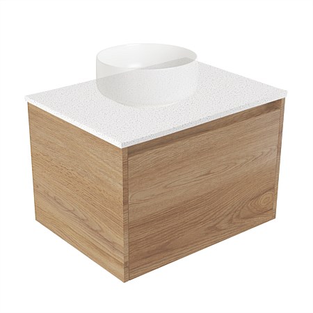 Elementi Sienna 600mm Wall-Hung Vanity Motion Elestone Flat Top Southern Oak Timberland