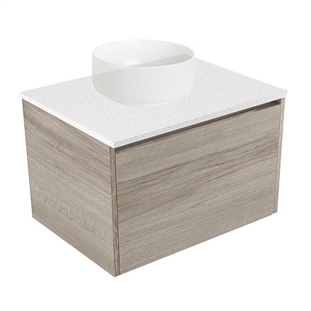 Elementi Sienna 600mm Wall-Hung Vanity Motion Elestone Flat Top Ashen Walnut Timberland