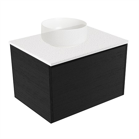 Elementi Sienna 600mm Wall-Hung Vanity Motion Elestone Flat Top Black Timberland